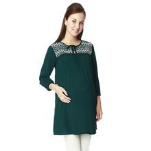 Nine Maternity Green Solid Nursing Top For Women - 5556