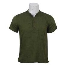 Green Solid Cotton Kurta Shirt For Men - MKR5020