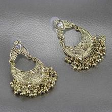 Golden Top Stone Chandbali Dangle Earrings For Women