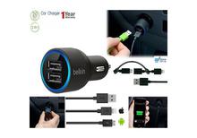 Belkin 2 in 1 Dual Port Car Mobile Charger for Android and Iphone