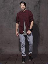 Men Black & Maroon Slim Fit Checked Casual Shirt