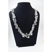 White Stone Embellished Floral Vine Necklace (SN_013)