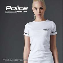 Police White Bordered Sleeve T-Shirt For Women (G.329)