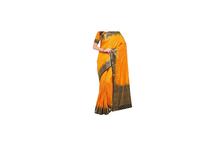 Orange/Black Border Banarasi Silk Saree with Blouse