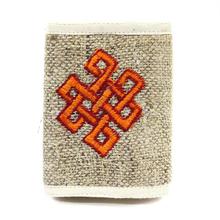 Off White Abstract Embroidery Hemp Purse (Unisex)