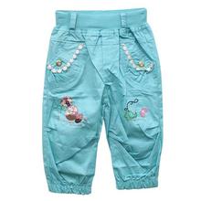 Black Cat Blue Elastic Waist Fancy Quarter Pants For Girls - 17001188