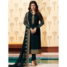 Stylee Lifestyle Navy Blue Georgette Embroidered Dress Material - 1881