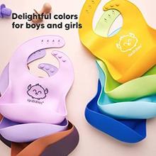 Baby Silicone Bibs - Waterproof, Easy Wipe Silicone Bib for Babies, Toddlers