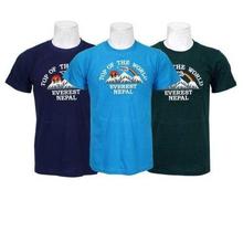 Pack Of 3 Embroidered 100% Cotton T-Shirt For Men-Green/Sky Blue/Black