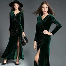 Women ankle length long sleeve evening party dress