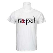 White Nepal Printed 100% Cotton T-Shirt For Men - 02