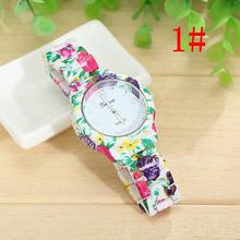 Hot Sale  2018 New Fashion Wind Women's Geneva Floral Print Ceramic Style Watches Analog Quartz Wrist Watches relogio feminino