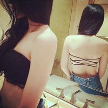 Women Lace Strapless Tube Top Cross Sexy Bra Crop Tops Blusa De Renda Padded Seamless Tube Bra Bralette bandeau top