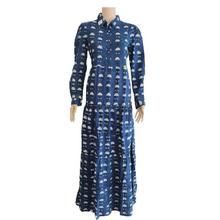 Navy Blue Cotton Printed Umbrella Kurti For Women- 27-1-19HR-1