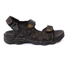 Black/Yellow Velcro Casual Sandals For Men