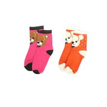 Combo Of 2 Pair Printed Socks For Kids -Pink/Orange