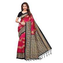 Fabwomen Women's Tassar Silk Printed Saree With Blouse Piece