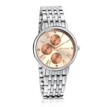 Titan 2569KM01 Neo Rose Gold Dial Multifunction Watch For Women - Silver