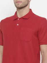 Peter England Men Red Solid Polo Collar T-shirt