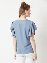 Imagination At Work Ruffle Top Dusty Blue  For Women