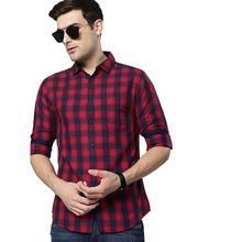 Dennis Lingo Men's Checkered Blue Slim Fit Casual Shirt