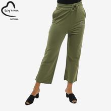 Green Cotton Back Pocket Design Trouser For Women