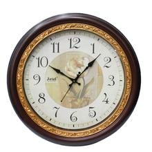 Ariel Quartz Golden/Brown Round Sweep Silent Wall Clock - Aq-11