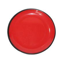 Red/Black Round Plastic Plates Set - 12 Pcs