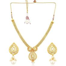 Sukkhi Brilliant Gold Plated White Pearl Necklace Set For