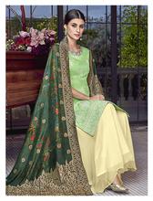 Stylee Lifestyle Green Chanderi Silk Embroidered Dress Material - 2187