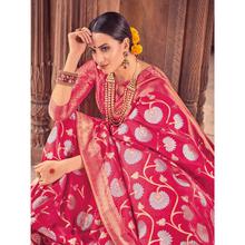 Style Lifestyle Designer Banarasi Red Saree with Elegant Traditional Design With Jari & Woven Border with Red Blouse for Wedding, Party and Festival