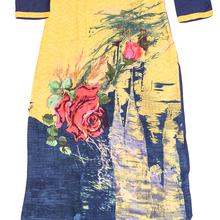 Womens Printed Kurti - Yellow / Blue