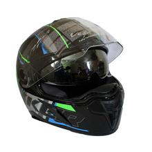 Vega Ryker Black/Green Double Visor Helmet