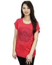 Poppy Red 'Namaste Nepal' Printed T-Shirt For Women