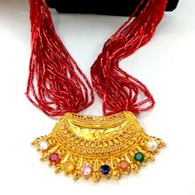 Faux Navratna Embellished 24K Gold Plated Locket Mangasutra