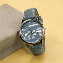 Grey Dial Denim Designed Strap Fashionable Analog Watch For Women - Green