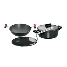 Hawkins Futura Sets (Futura Tawa, Deep Fry Pan, Cook And Serve Bowl), (Hard Anodized)-3 Pcs