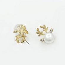 White/Silver Faux Pearl Stud Antlers Designed Earrings For Women