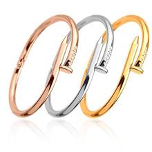 Nail Cuff Bangles Copper Bracelets for Women Gold Pulsera Jewelry Stainless Steel Screw Bracelet Pulseiras Femininas