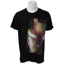 Black Iron Man Printed Round Neck T-Shirt For Men