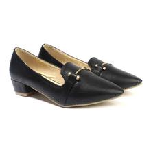 Black Block Heel Pump Shoes For Women