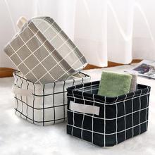 Seluna Desktop Storage Basket Cute Printing Waterproof Organizer Cotton Linen Sundries Storage Box Cabinet Underwear Storage Bag