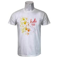 White Holi Color Pattern Round Neck T-Shirt