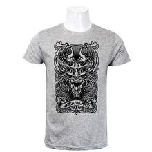 Wosa - White Round Neck Dragon Face Print Half Sleeve Tshirt for Men