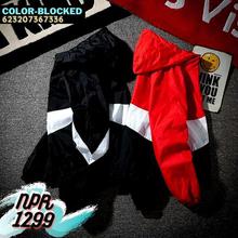 CHINA SALE-   Hooded Color Blocked Lightweight Windcheater