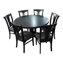 Sunrise Furniture 6-Seater Seesau Wood Round Dining Table - Black