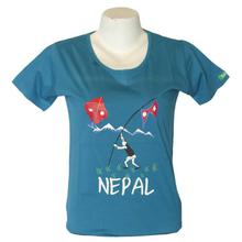 Blue 'Nepal Flag' Printed T-Shirt For Women