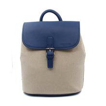 David Jones Blue/Beige Front Lock Backpack For Women