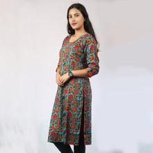 Tiffany Blue Printed Front Buttoned Kurti