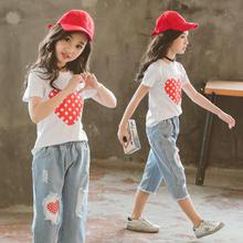 Short-sleeved two-piece suit_Girls' summer suit new casual